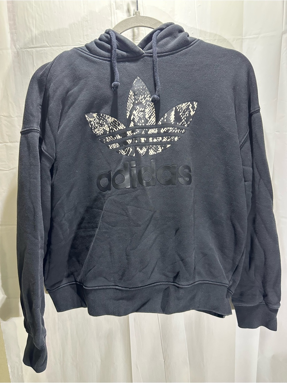 Adidas Hoodie Logo Sweatshirt Women Sz S Sweater Snake Casual Adult Drawstring